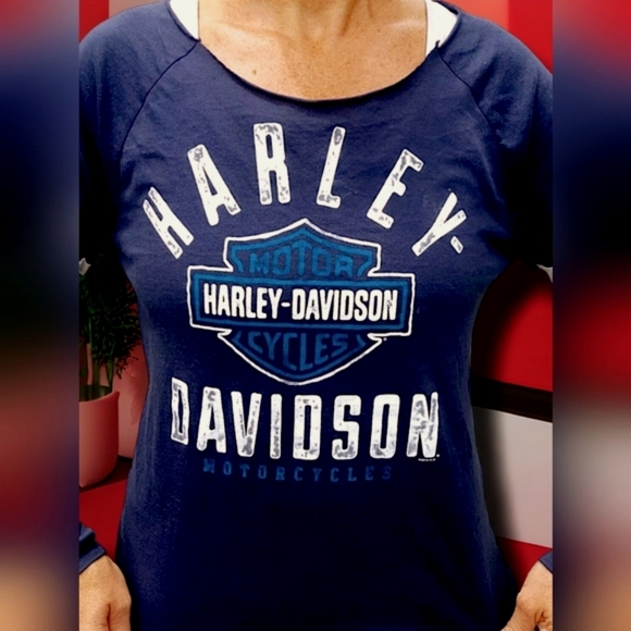 Women's Harley-Davidson Long Sleeve Raglan Shirt in Blue Size XXL - Picture 6 of 6